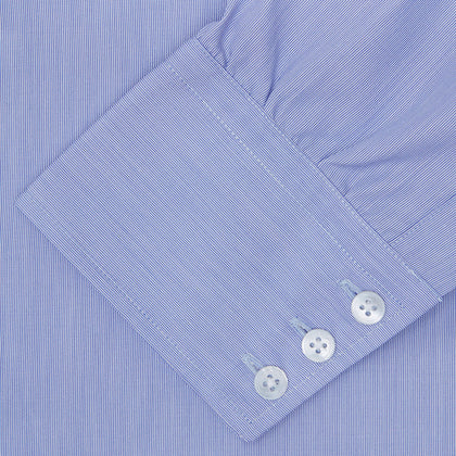 Blue Hairline Stripe Shirt with T&A Collar and 3-Button Cuffs Image 5