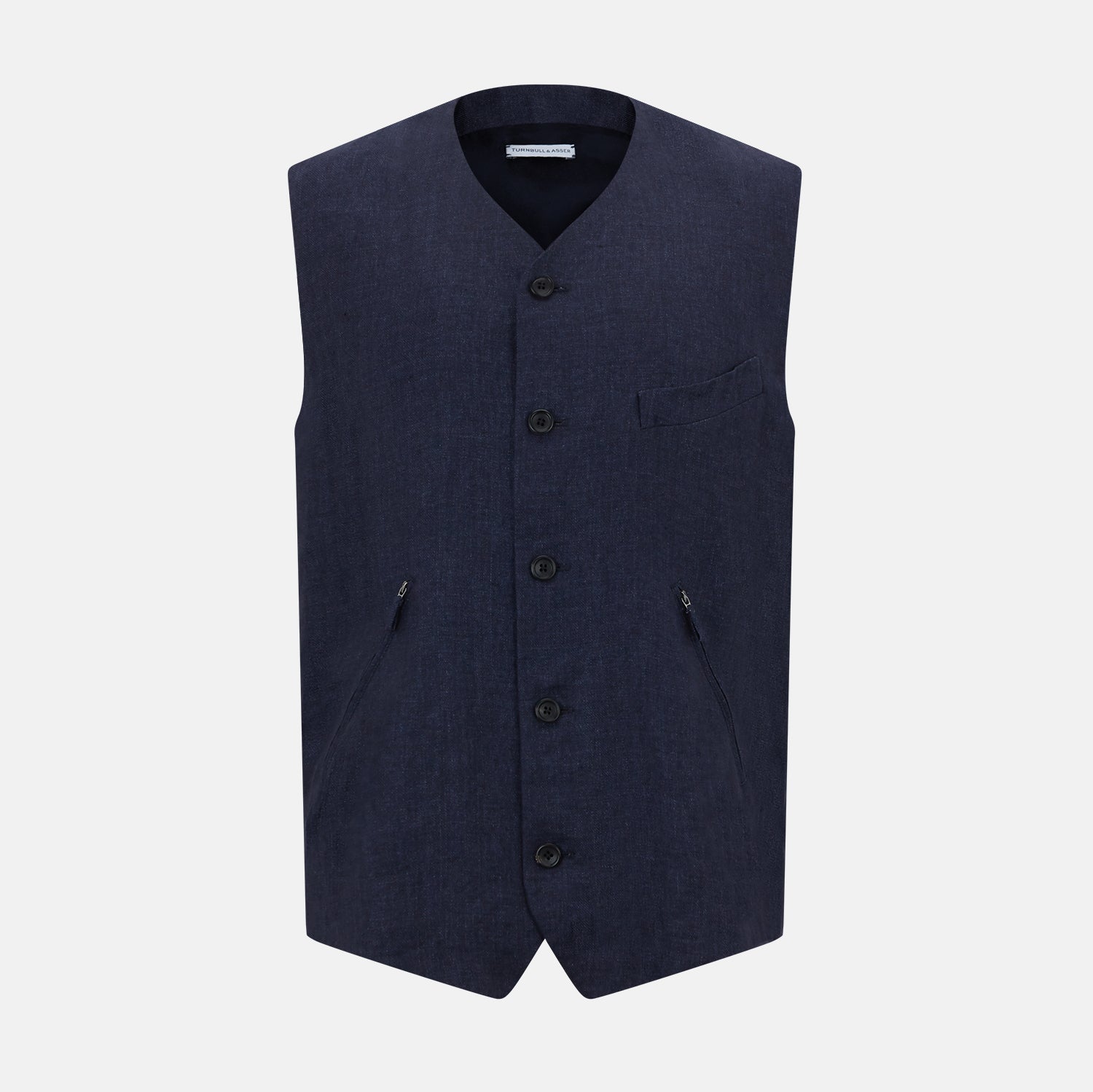 View 1 of product Navy Linen Twill Waistcoat