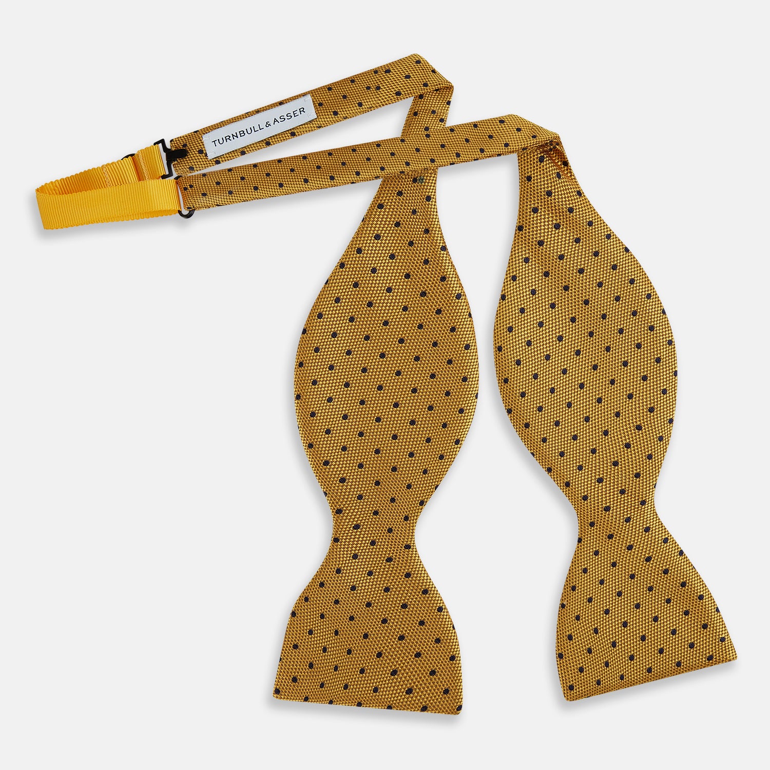 View 2 of product Navy and Yellow Micro Dot Silk Bow Tie