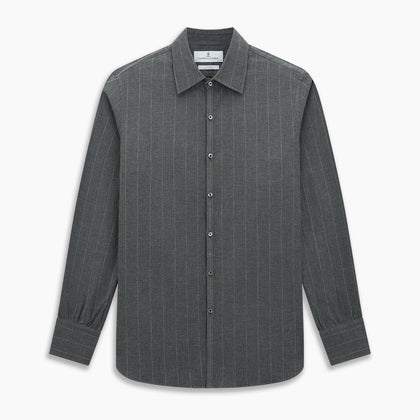 Charcoal Melange Wide Stripe Westminster Shirt Image 8