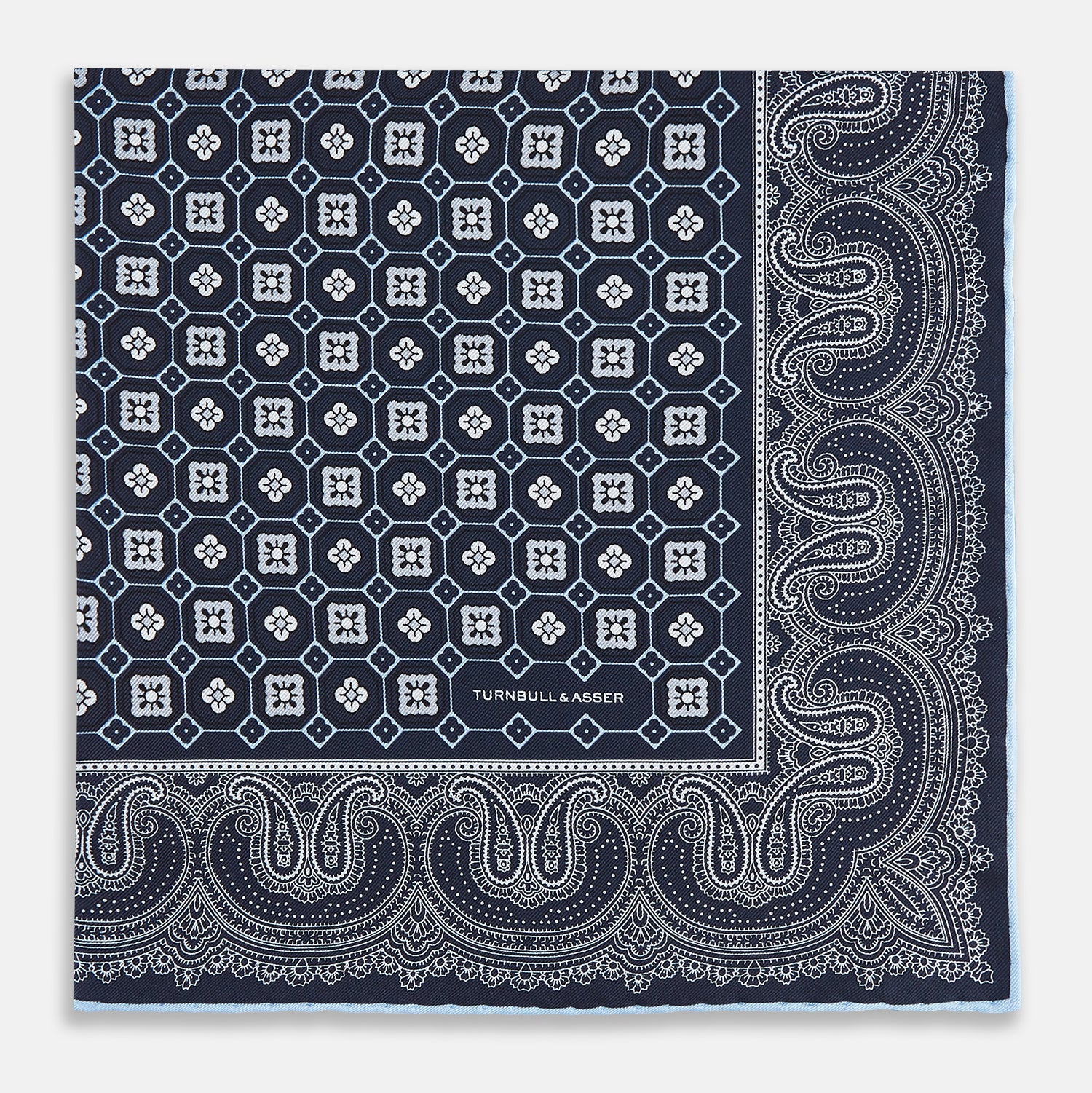 Image 8 of product Navy Floral Tile and Paisley Silk Pocket Square