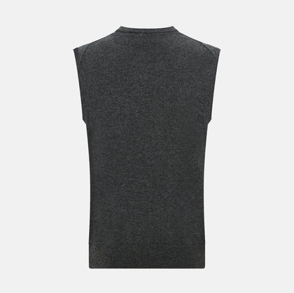 Charcoal Grey  Cashmere Round Neck Vest Image 2