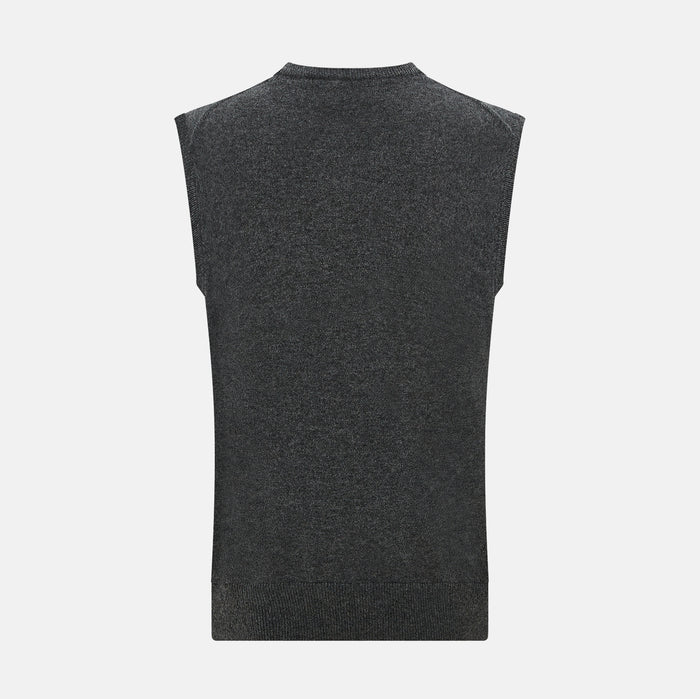 Charcoal Grey  Cashmere Round Neck Vest Image 2