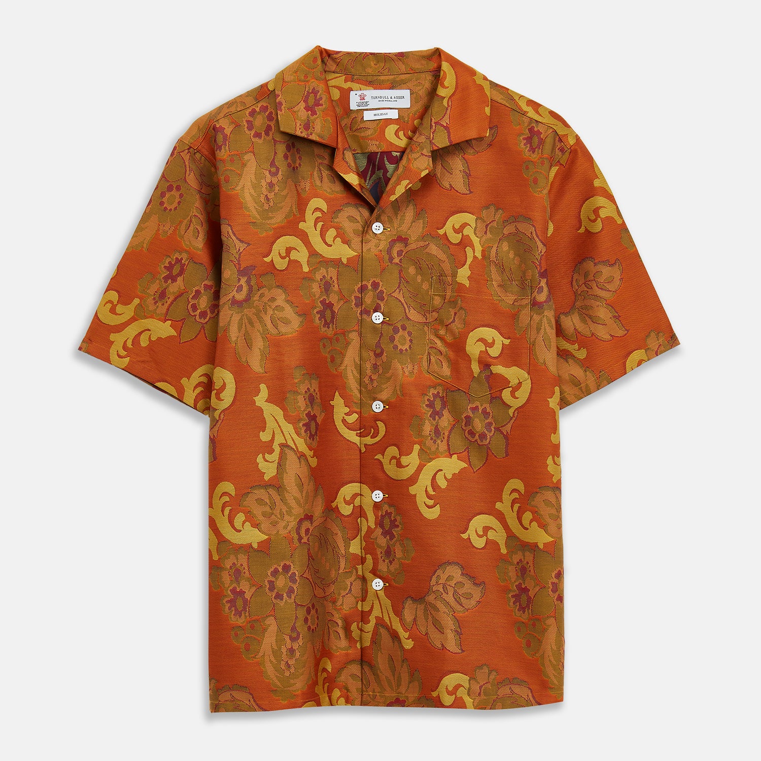 View 1 of product Orange & Ochre Tapestry Weave Cotton Holiday Fit Shirt
