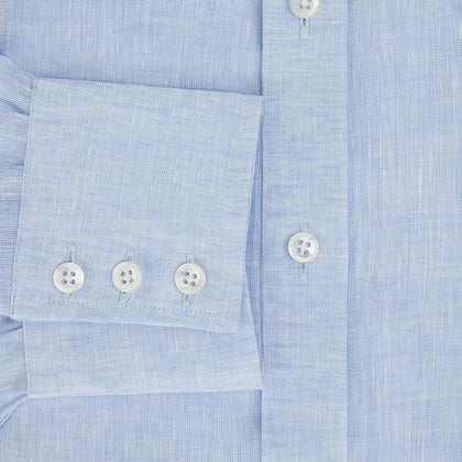 PALE BLUE LINEN MAYFAIR SHIRT Image 3