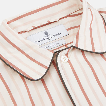 Burgundy Multi Striped Cotton Sussex Nightshirt Image 1