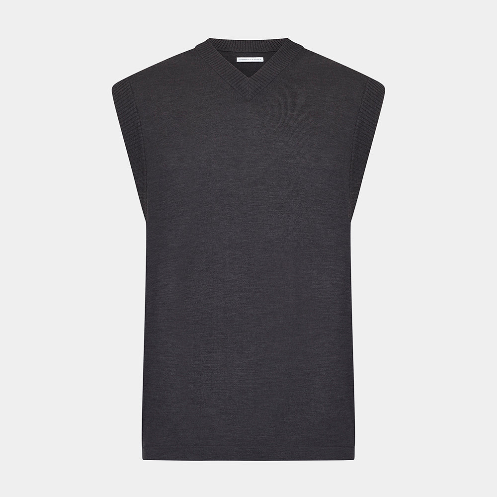 Brown Fine Merino V-Neck Vest