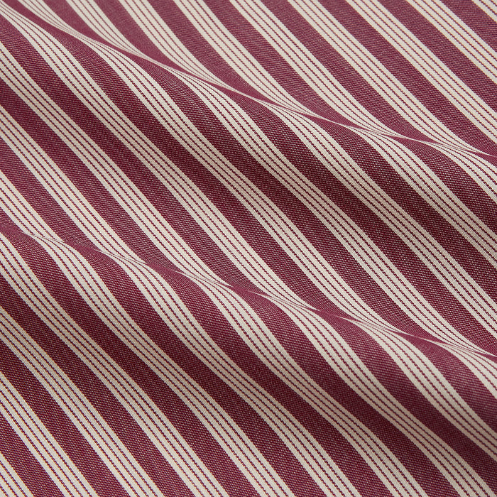 Burgundy Multi Stripe Weekend Fit Wool Shirt with Derby Collar and 1 Button Cuffs Image 3