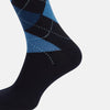 View 4 of product Navy/Blue Wool Check Mid-Length Socks