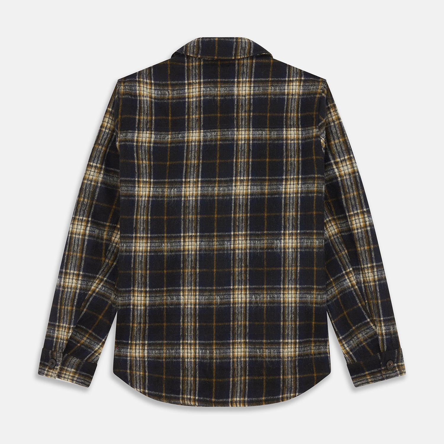 View 4 of product Navy and Beige Check Wool and Mohair Blend Somerset Overshirt