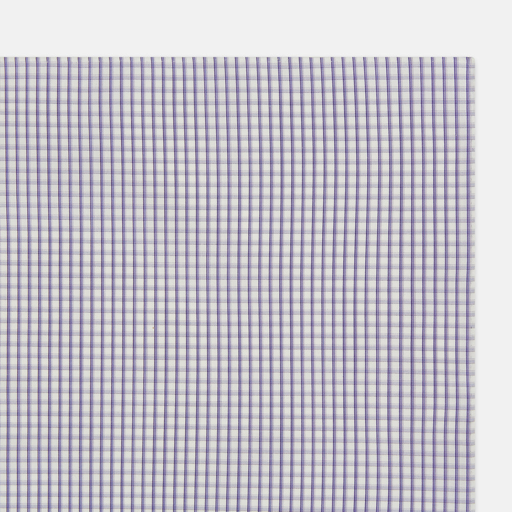 Purple Micro Shadow Check Hand-Rolled Handkerchief