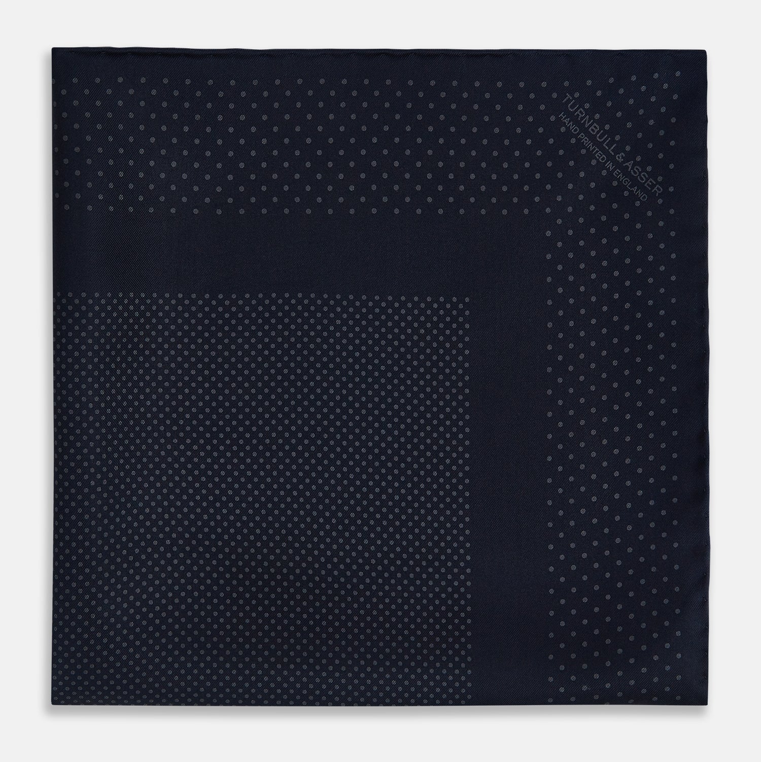 Navy and Charcoal Dot Silk Pocket Square