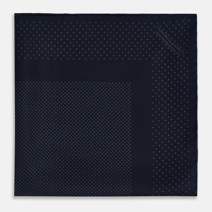 Navy and Charcoal Dot Silk Pocket Square Image 3