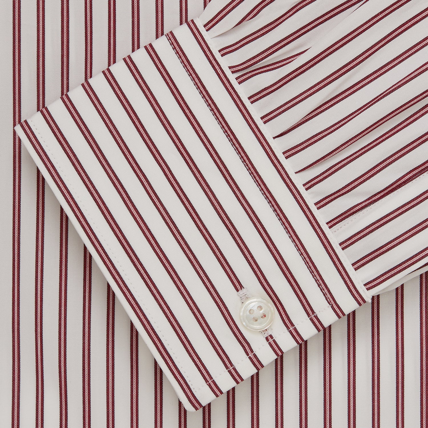 View 5 of product Burgundy Stripe Weekend Fit Shirt with Derby Collar and 1-Button Cuffs