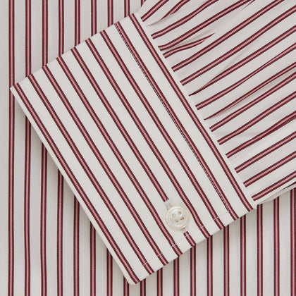 Burgundy Stripe Weekend Fit Shirt with Derby Collar and 1-Button Cuffs Image 4