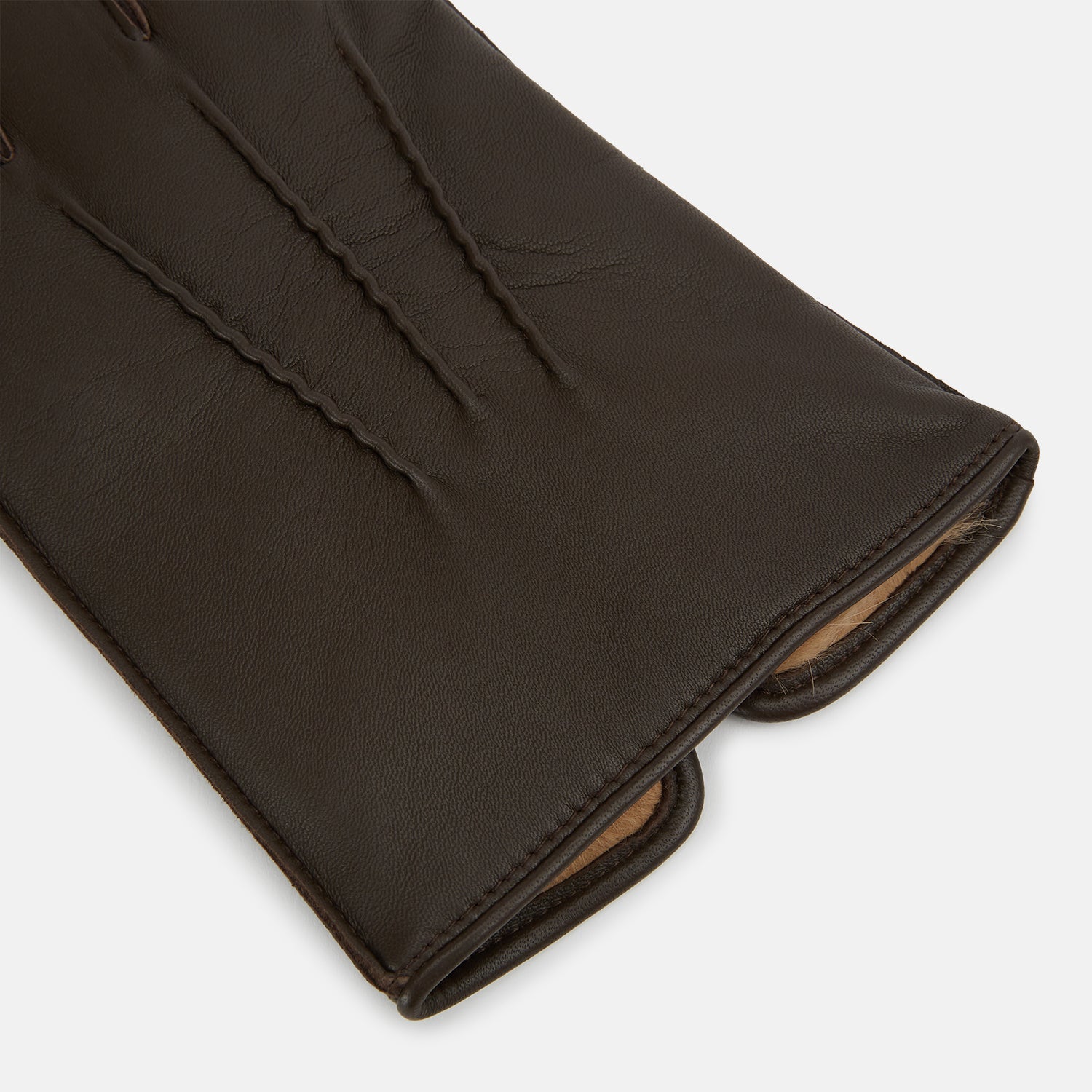 View 2 of product Brown/Beige Fur-Lined Hairsheep Leather Touchscreen  Gloves