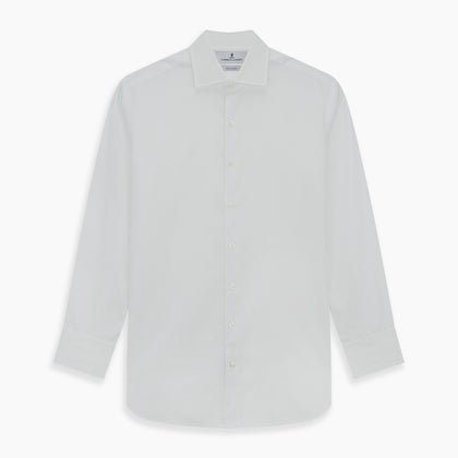 Tailored Fit Plain White Cotton Shirt with Kent Collar and 3-Button Cuffs Image 5