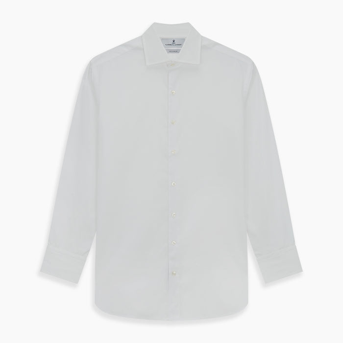 Tailored Fit Plain White Cotton Shirt with Kent Collar and 3-Button Cuffs Image 5