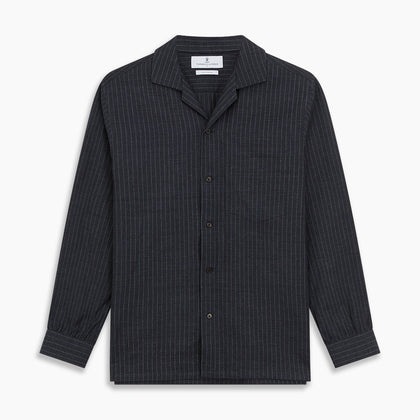 Navy Tailored Pinstriped Shirt Jacket Image 9