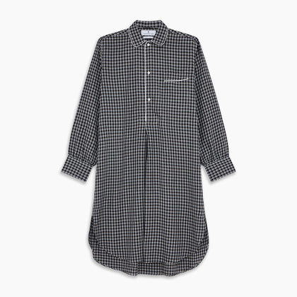 Black Multi Check Cotton Blend Sussex Nightshirt Image 4