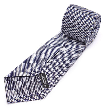 Seven-Fold Navy & White Houndstooth Silk Tie Image 3