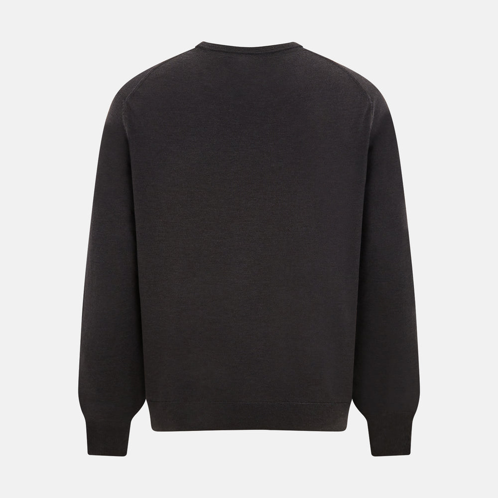 Charcoal Grey Fine Merino Round Neck Jumper