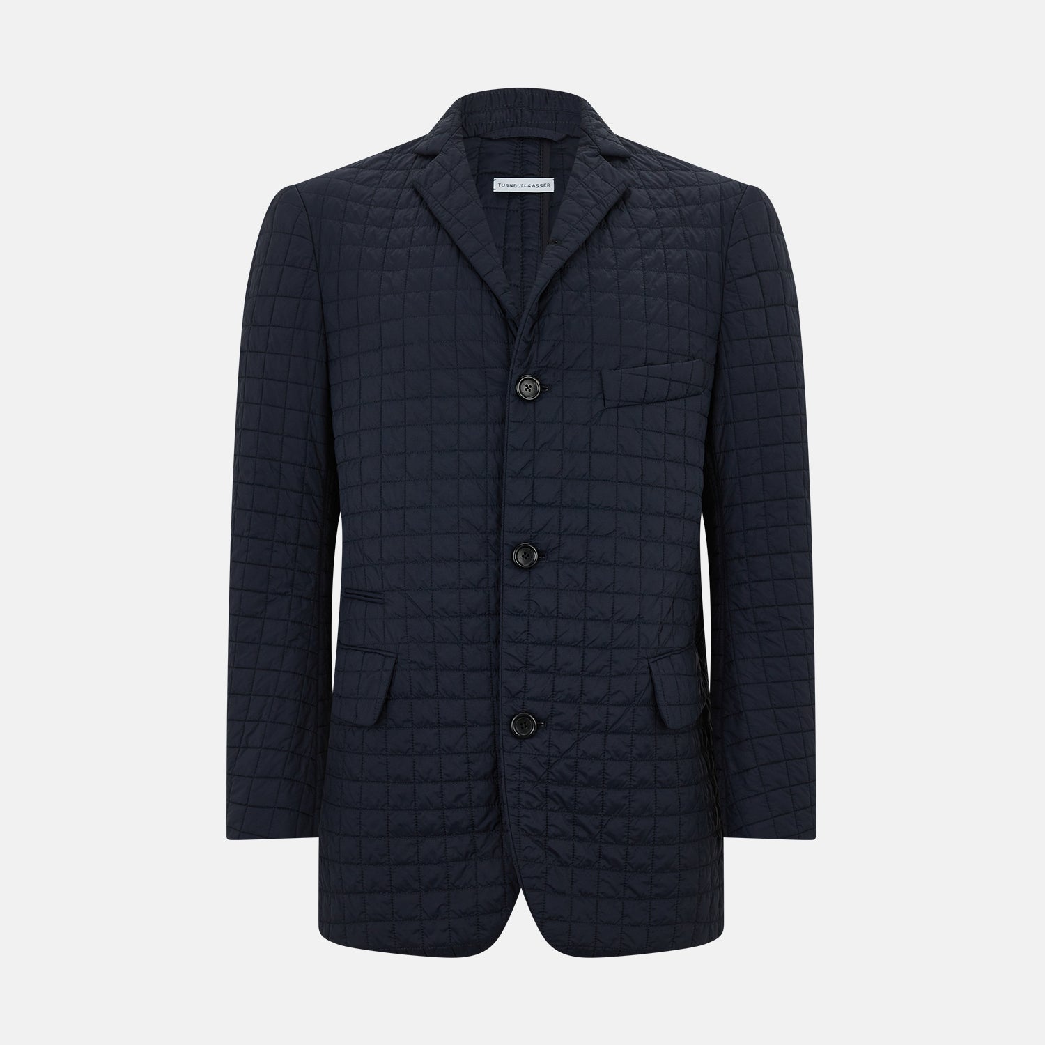 View 1 of product Fulham Navy Single-Breasted Quilted Blazer