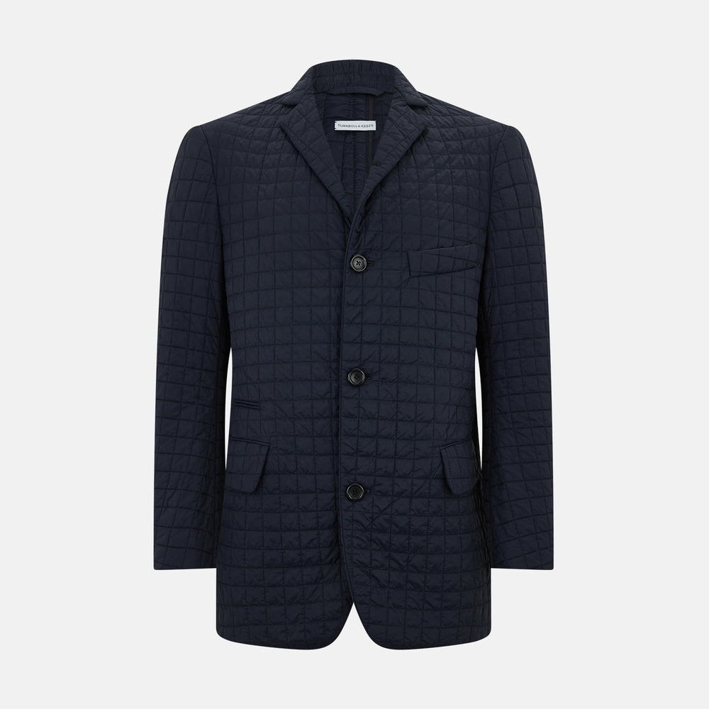 Fulham Navy Single-Breasted Quilted Blazer