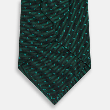 Dark Green Micro Dot Silk Tie Image 2