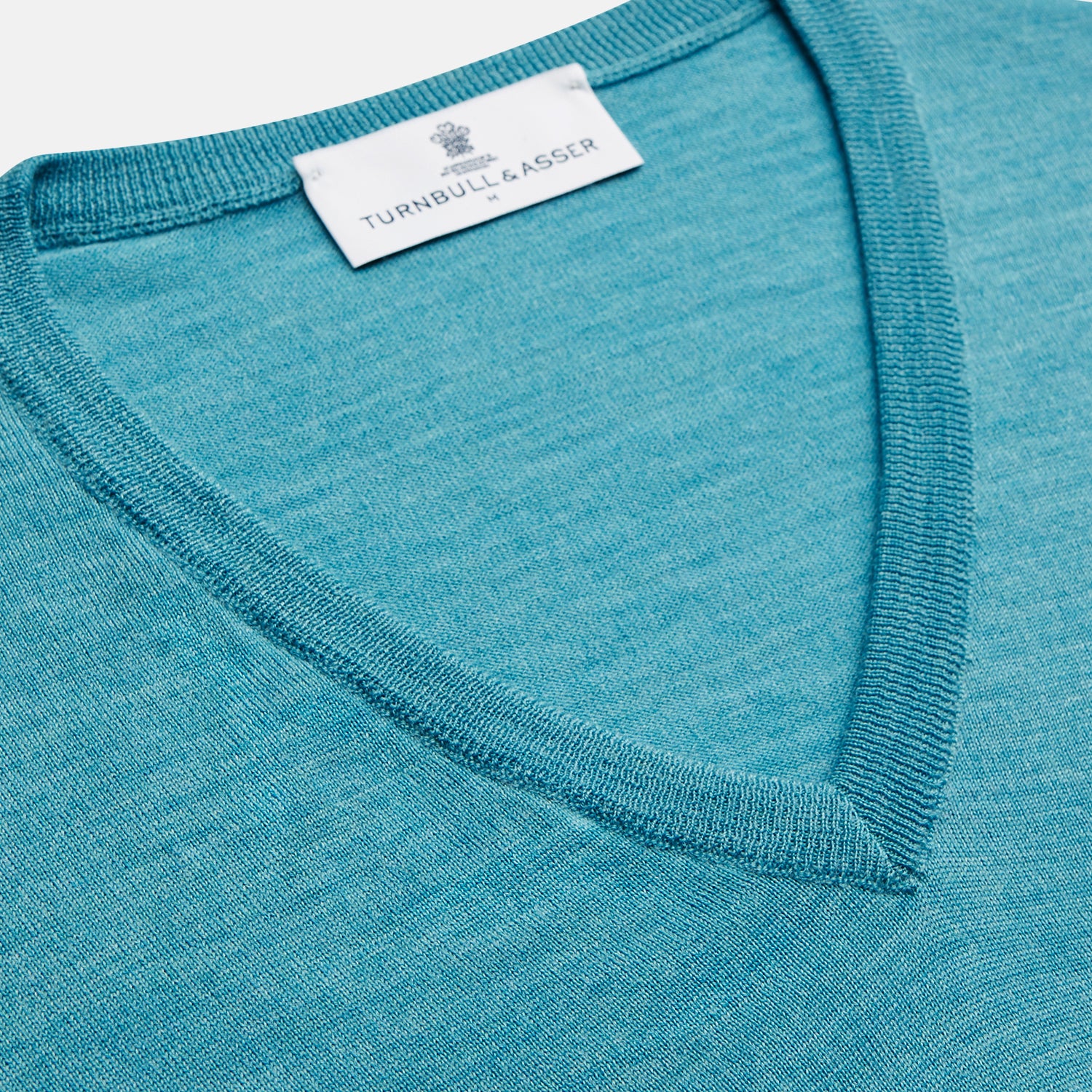 View 2 of product Turquoise Kennedy Merino V-Neck Jumper