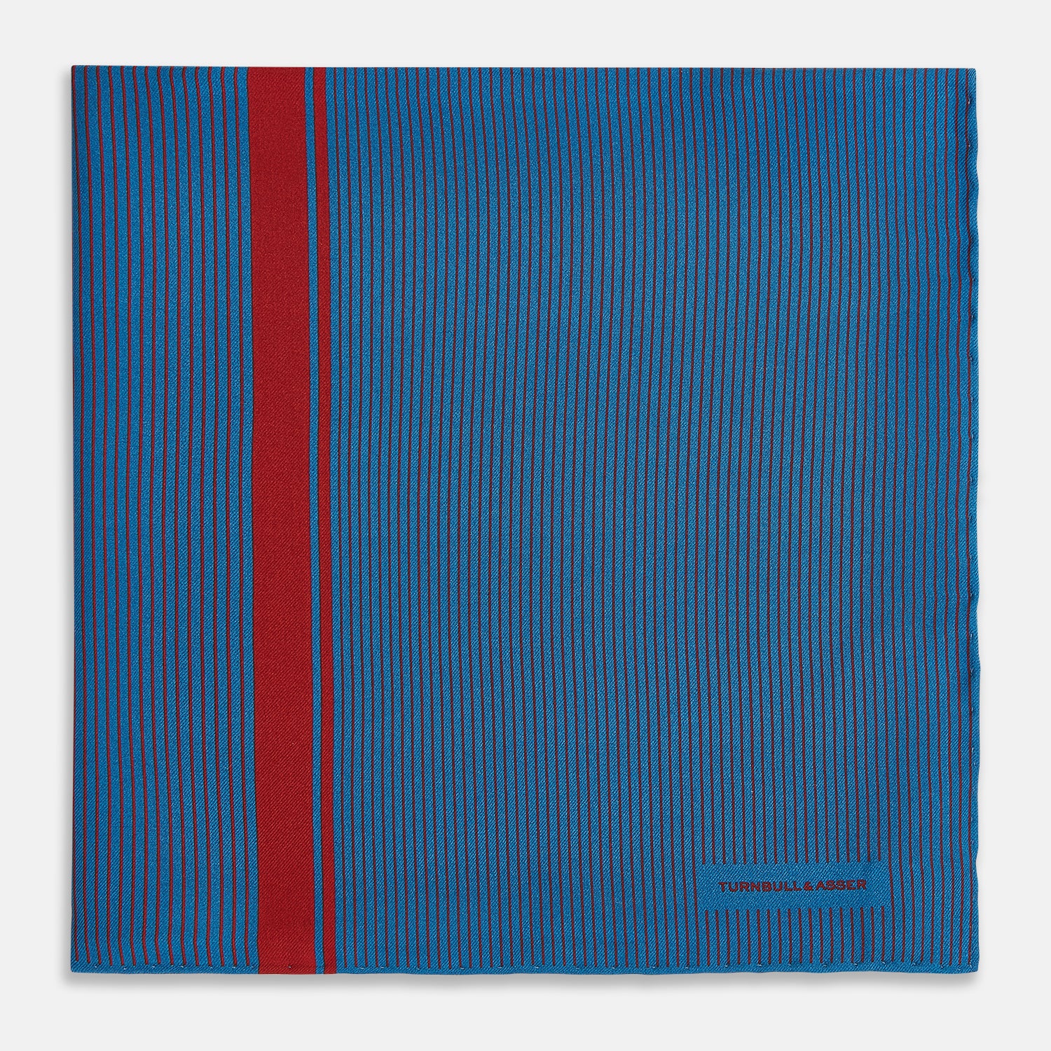 View 3 of product Blue and Red Stripe Silk Pocket Square