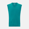 View 1 of product Turquoise Cashmere V-Neck Vest