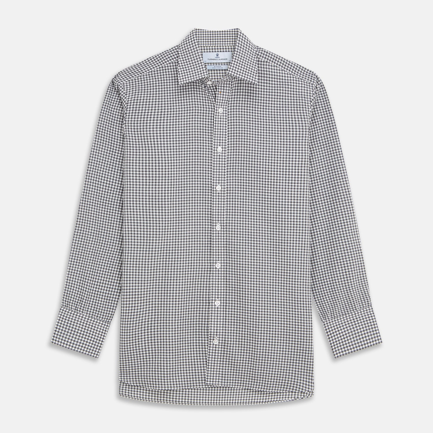 View 1 of product Grey Gingham Check Cotton Melange Regular Fit Mayfair Shirt