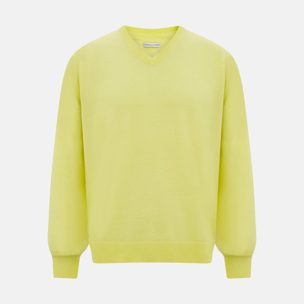 Bright Yellow Cashmere V-neck Jumper