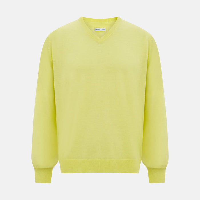 Bright Yellow Merino V-neck Jumper