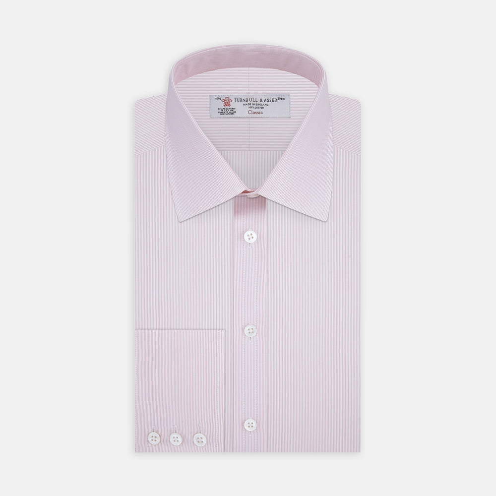 Pink Hairline Stripe Shirt with T&amp;A Collar and 3-Button Cuffs