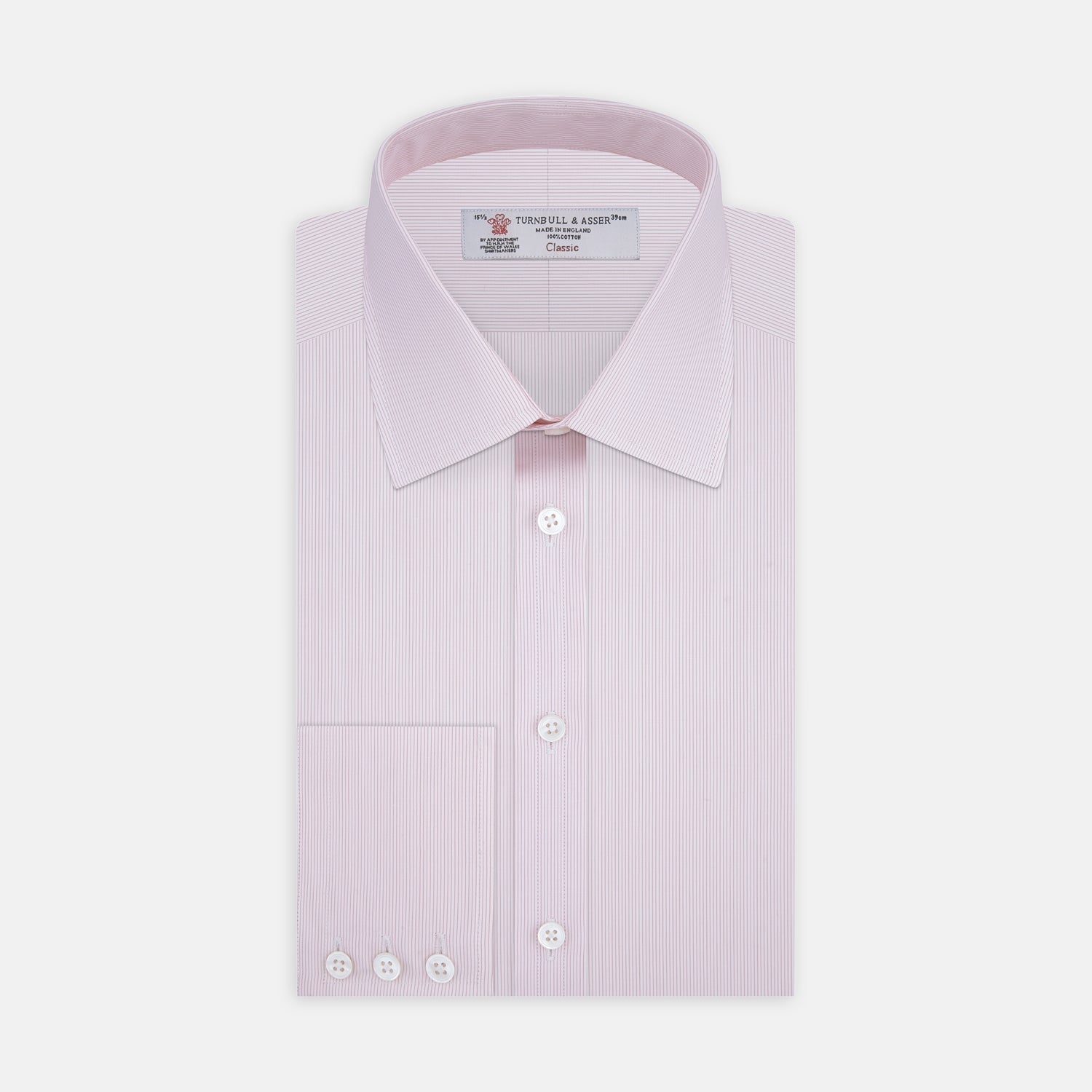 View 1 of product Pink Hairline Stripe Shirt with T&amp;A Collar and 3-Button Cuffs