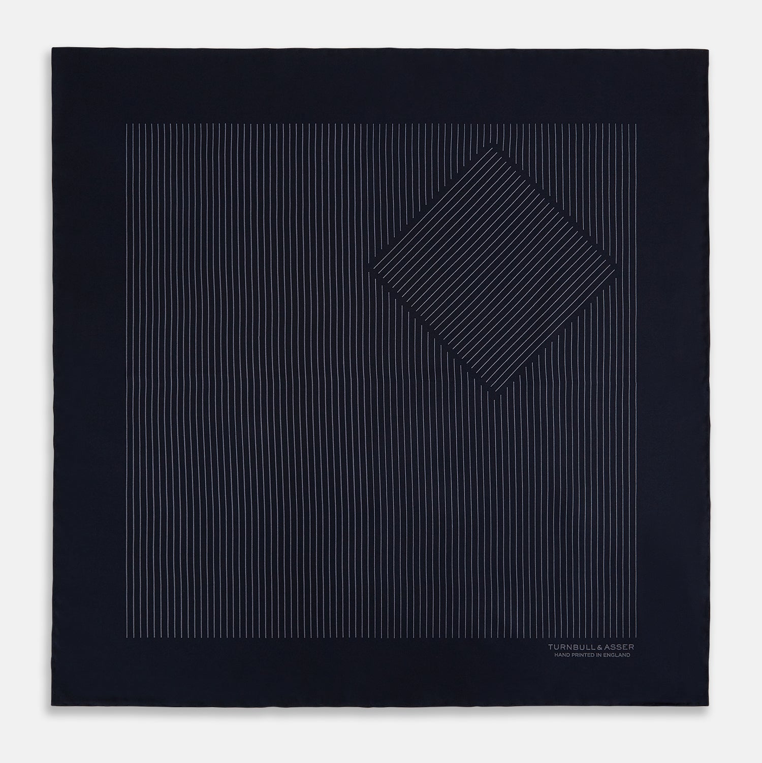 Navy and Charcoal Stripe Silk Pocket Square