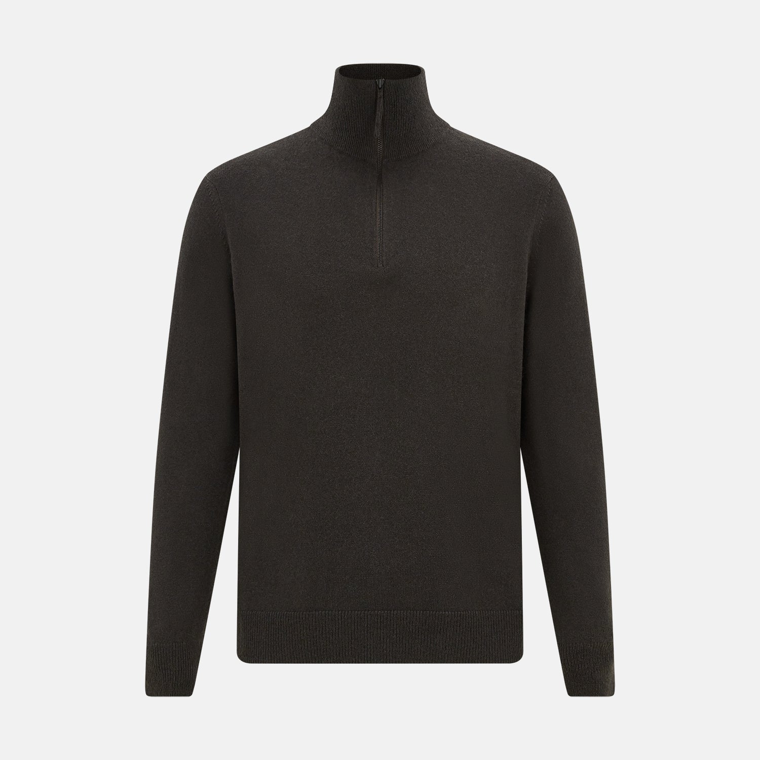 Brown Half-Zip Cashmere Jumper