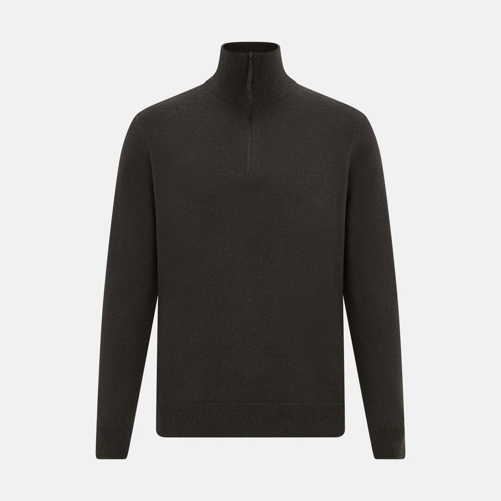 Brown Half-Zip Cashmere Jumper