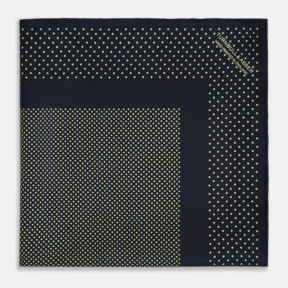 Navy and Gold Silk Pocket Square