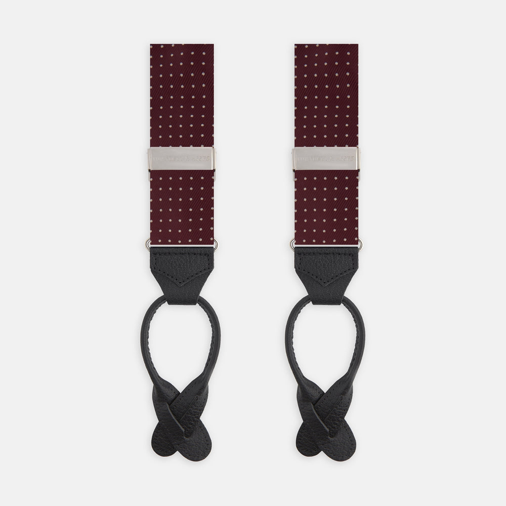 Burgundy Small Spot Adjustable Silk Braces