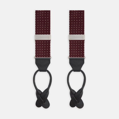 Burgundy Small Spot Adjustable Silk Braces