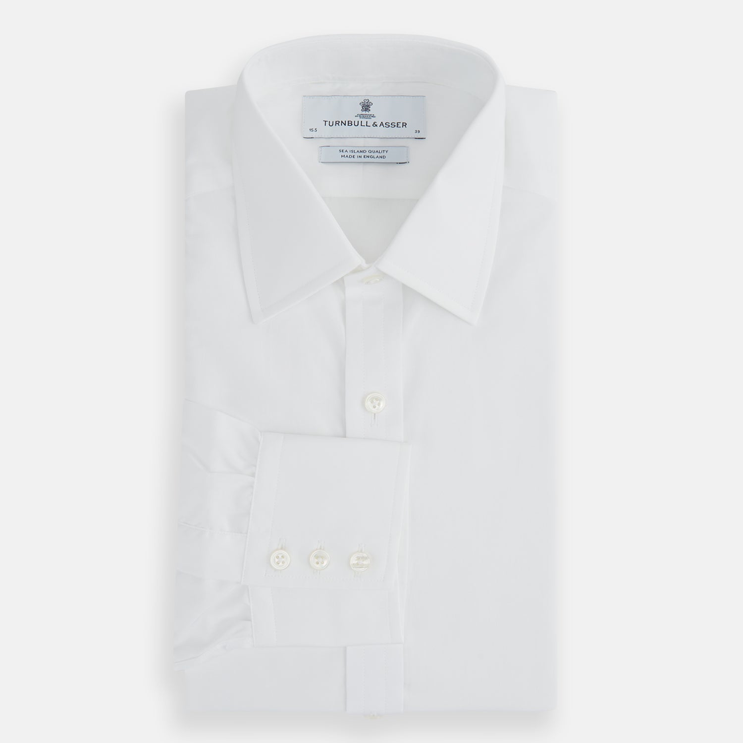 View 4 of product White Sea Island Quality Cotton Shirt with T&A Collar and 3-Button Cuffs
