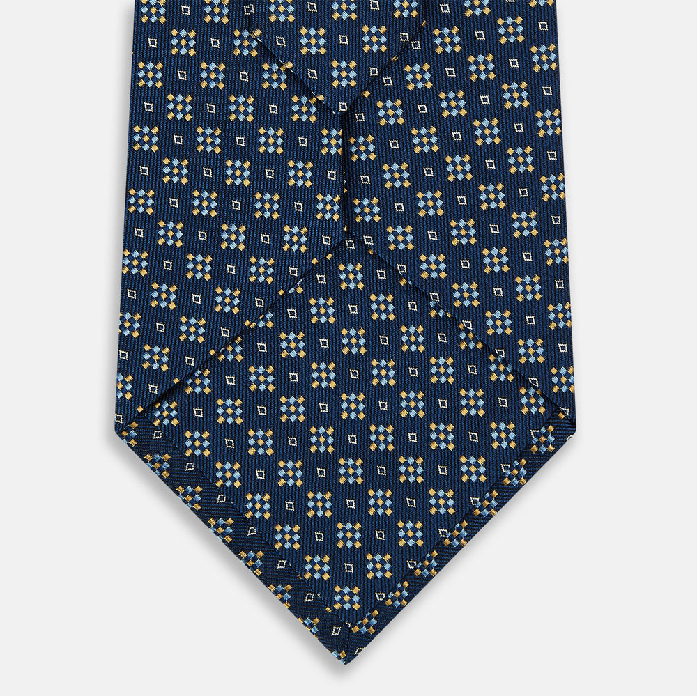Navy Geometric Diamond Silk Tie