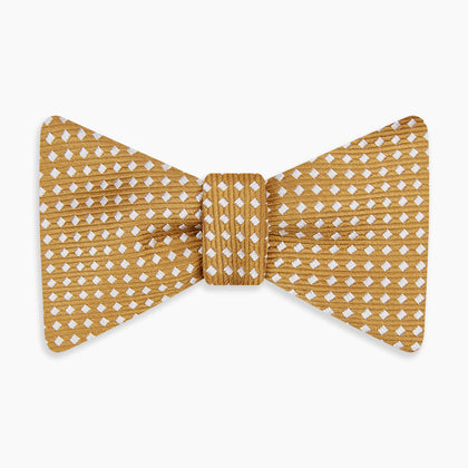 Camel and White Diamond Silk Bow Tie Image 3