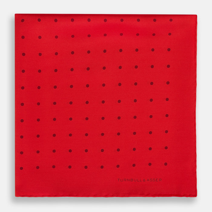 Red and Burgundy Spot Silk Pocket Square Image 2