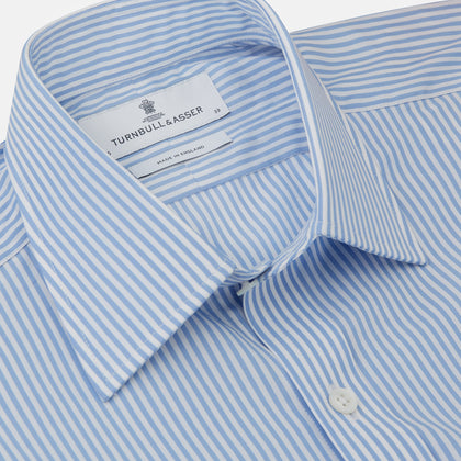 Light Blue Bengal Stripe Shirt with T&A Collar and 3-Button Cuffs Image 1
