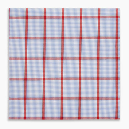 Hand Rolled Red Windowpane Check  Handkerchief Image 3
