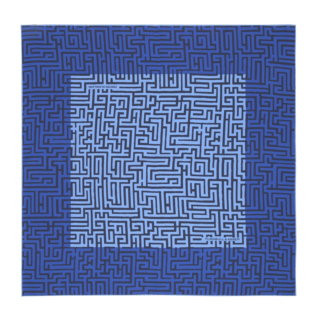 Blue Maze Silk Pocket Square